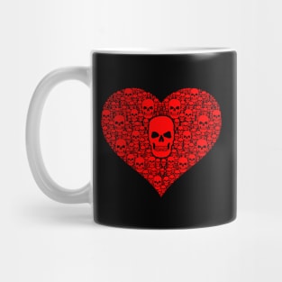 Heart shape made of Skulls, red Mug